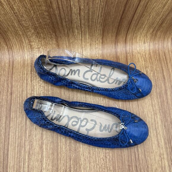 Sam Edelman Womens Leather Snakeskin Print Felicia Slip-on Ballet Flats Gray 7.5 - Picture 2 of 9